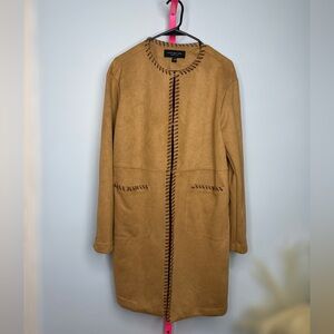 Marc New York Faux Suede Whipstitch Trim Coat size small